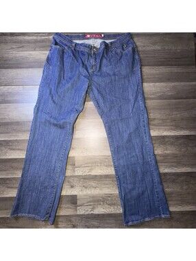 Vintage 90s Y2K Apple Bottoms Jeans Womens Sz 18 Blue Apple Pockets Boot Cut